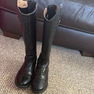 Horze Kids Tall Black Leather Boots